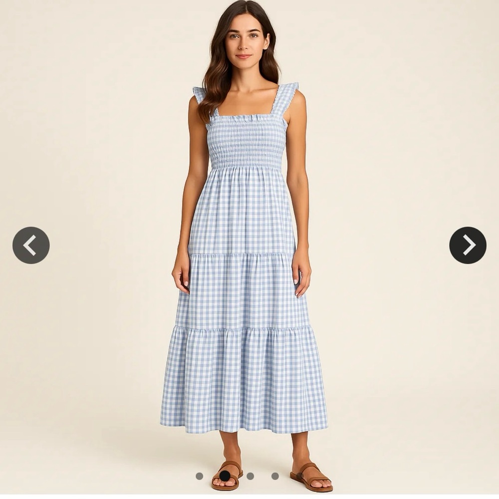 Blue Gingham Maxi Dress